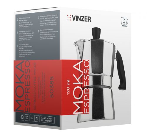 Кофеварка гейзерная VINZER Moka Espresso 3 чашки по 55 мл (89385) - фото 3