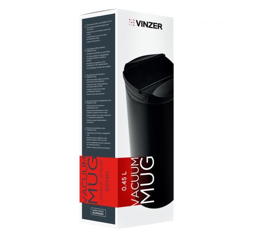 Термокружка VINZER 450 мл матовая черная (50140) - фото 3