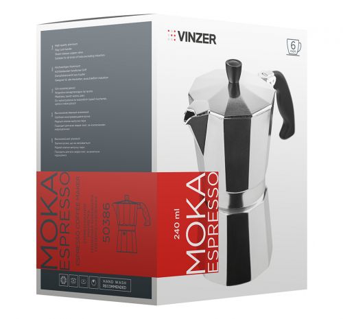 Кавоварка гейзерна VINZER Moka Espresso 6 чашок по 55 мл (89386) - фото 3