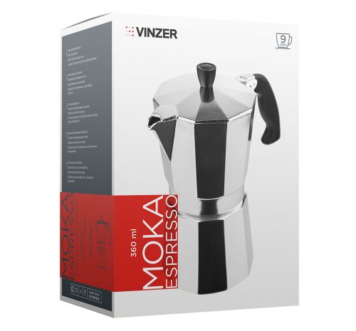 Кавоварка гейзерна VINZER Moka Espresso 9 чашок по 55 мл (89387) - фото 3