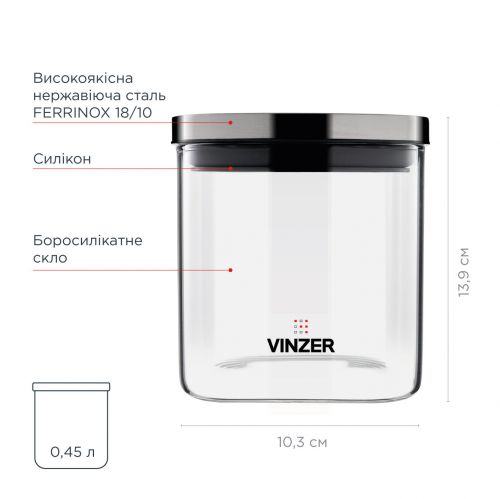 Контейнер для хранения пищевых продуктов VINZER 0,45 л. 50238 - фото 3