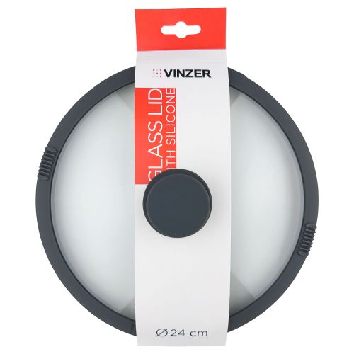 Крышка VINZER стеклянная с силиконом 24 см (50250) - фото 4