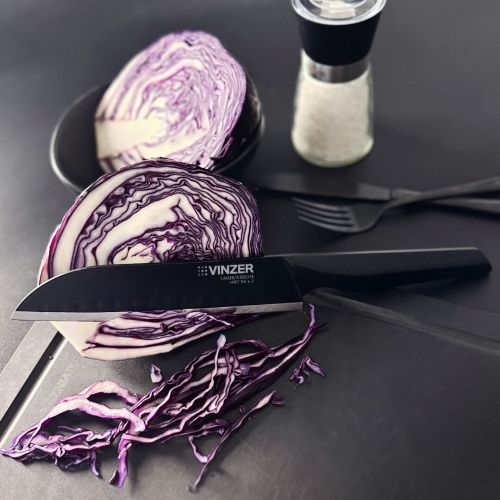 Ніж Santoku VINZER Geometry Nero Line 17,8 см (89302) - фото 5