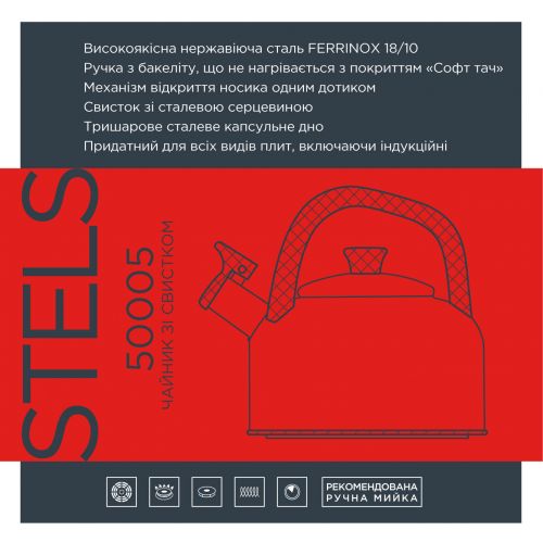 Чайник со свистком VINZER Stels 2.7 л (50005) - фото 3