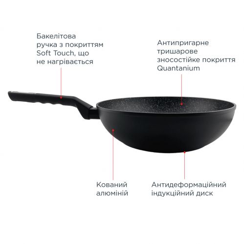 Сковорода VINZER Wok Marmo Induction Line 28 см (50418) - фото 4