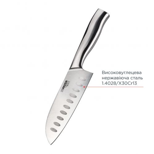 Нож Сантоку VINZER Master line 12.8 см 50602 - фото 3