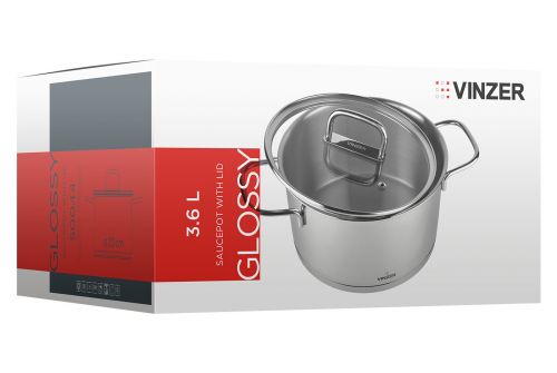 Кастрюля с крышкой VINZER Glossy 20 см 3.6 л (50044) - фото 3