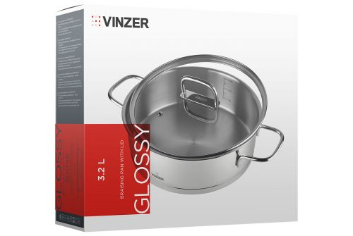 Сковорода для тушкування з кришкою VINZER Glossy 24 см 3.2 л (50046) - фото 3