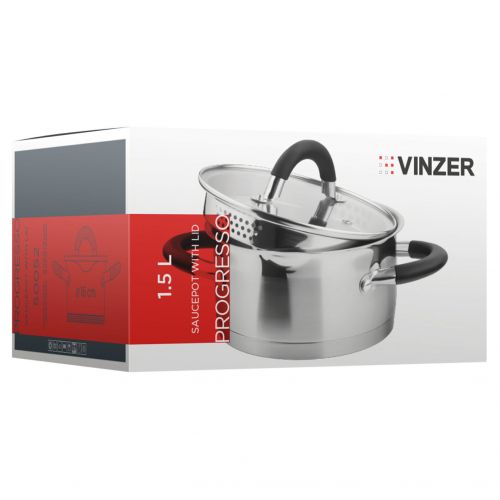 Кастрюля с крышкой VINZER Progresso Ø 16 см 1.5 л (89052) - фото 7