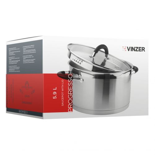 Кастрюля с крышкой VINZER Progresso Ø 24 см 5.9 л (89055) - фото 7