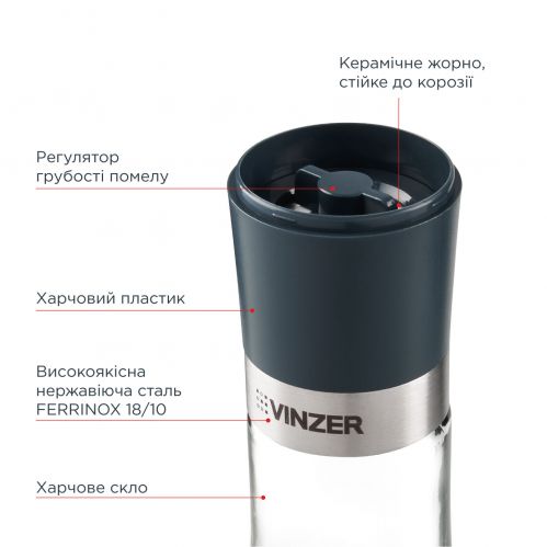 Набор мельниц для соли и перца VINZER 50195 - фото 4