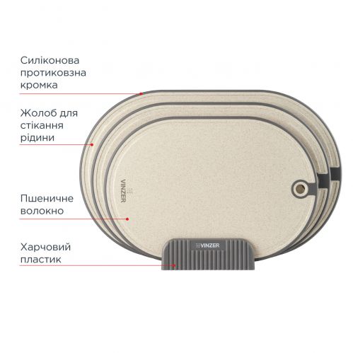 Набор из 3-х досок разделочных с подставкой VINZER (50548) - фото 4