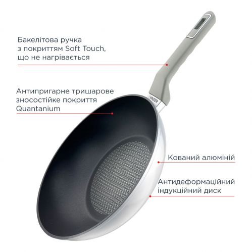 Сковорода Wok VINZER Platinum Induction Line 28 см (50465) - фото 5