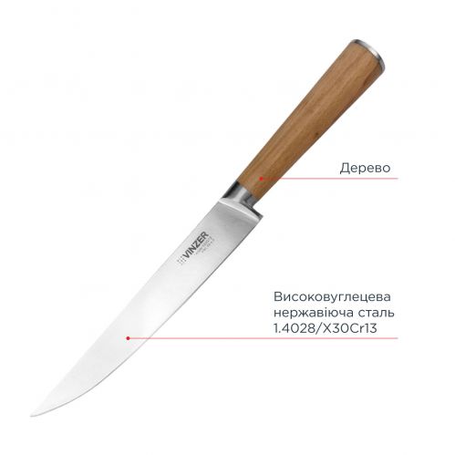 Нож для мяса VINZER Natura line 19 см (50614) - фото 3