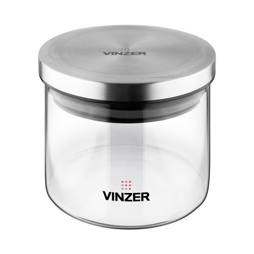 Емкость для хранения продуктов стеклянная VINZER 0,4 л. 9.5 x 9.5 x 10.2 см. (50732) - фото 2