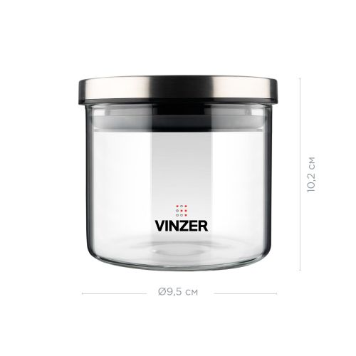 Емкость для хранения продуктов стеклянная VINZER 0,4 л. 9.5 x 9.5 x 10.2 см. (50732) - фото 3