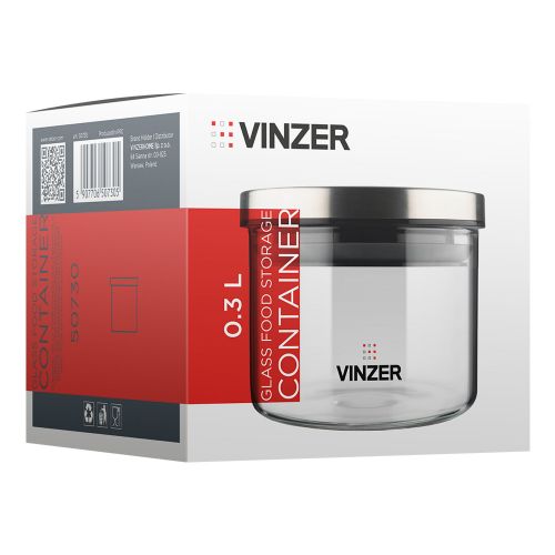 Емкость для хранения продуктов стеклянная VINZER 0,3 л. 9.5 x 9.5 x 8.7см. (50730) - фото 5