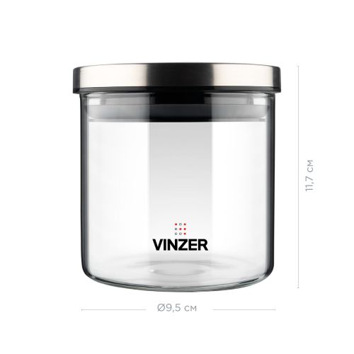 Емкость для хранения продуктов стеклянная VINZER 0,5 л. 9.5 x 9.5 x 11.7 см. (50733) - фото 3