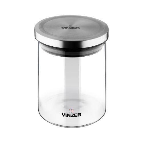 Емкость для хранения продуктов стеклянная VINZER 0,6 л. 9.5 x 9.5 x 13.2 см. (50734) - фото 2