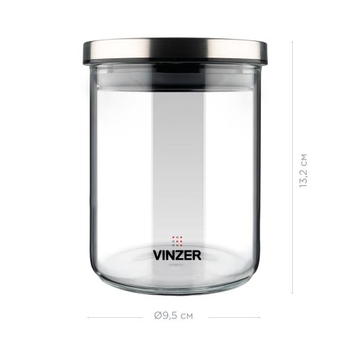 Емкость для хранения продуктов стеклянная VINZER 0,6 л. 9.5 x 9.5 x 13.2 см. (50734) - фото 3
