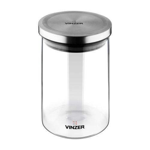 Емкость для хранения продуктов стеклянная VINZER 0,75 л. 9.5 x 9.5 x 15.7 см. (50735) - фото 2