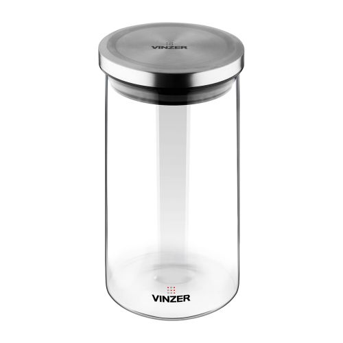 Емкость для хранения продуктов стеклянная VINZER 0,9 л. 9.5 x 9.5 x 18.2см. (50736) - фото 2