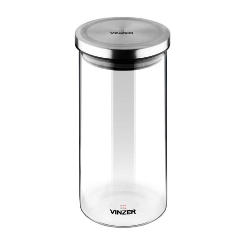 Емкость для хранения продуктов стеклянная VINZER 1,1 л. 9.5 x 9.5 x 21.7 см. (50739) - фото 2