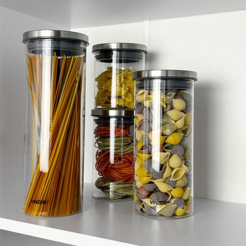 Емкость для хранения продуктов стеклянная VINZER 1,5 л. 9.5 x 9.5 x 27.2 см. (50742) - фото 8