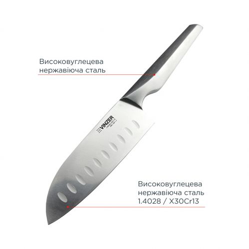 Ніж Santoku VINZER Geometry line 12.7 см (50293) - фото 3