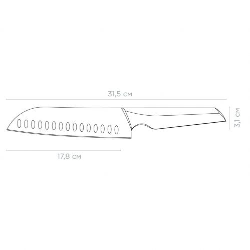 Нож Santoku VINZER Geometry line, 17,8 см. (89294) - фото 2
