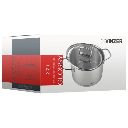 Кастрюля с крышкой VINZER Glossy 18 см 2.7 л (50043) - фото 7