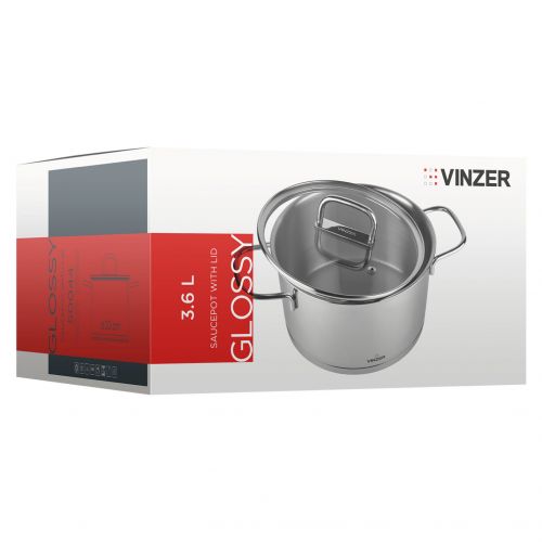 Кастрюля с крышкой VINZER Glossy 20 см 3.6 л (50044) - фото 7