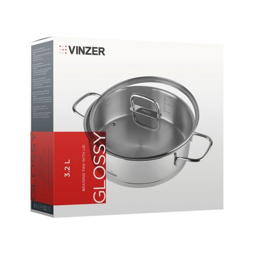 Сковорода для тушения с крышкой VINZER Glossy 24 см 3.2 л (50046) - фото 7