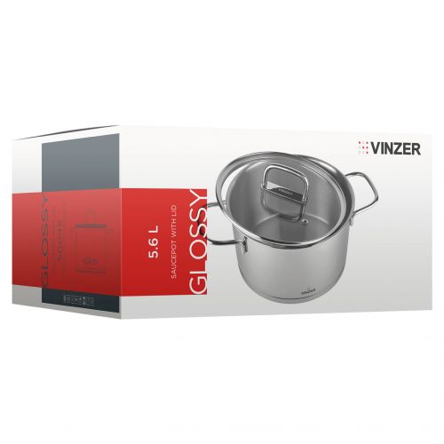 Каструля з кришкою VINZER Glossy 24 см 5.6 л (50045) - фото 7