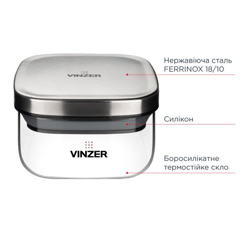 Ємність для зберігання продуктів скляна VINZER 0,3л. (50743) - фото 4