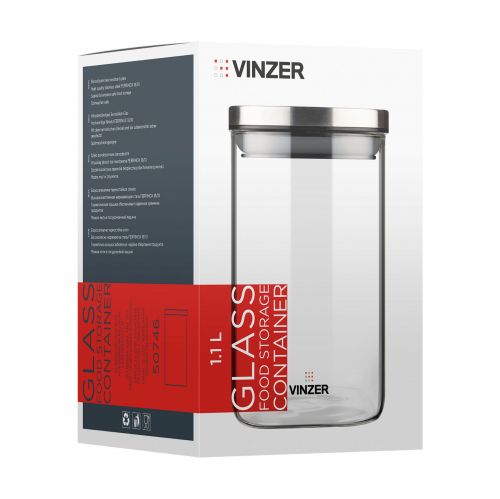 Ємність для зберігання продуктів скляна VINZER 1,1 л (50746) - фото 5