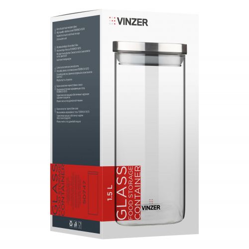 Ємність для зберігання продуктів скляна VINZER 1,5 л (50747) - фото 5