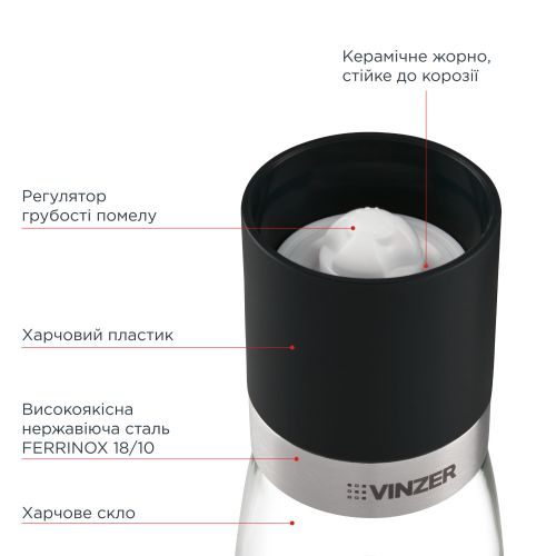 Набор мельниц для соли и перца VINZER (50729) - фото 4